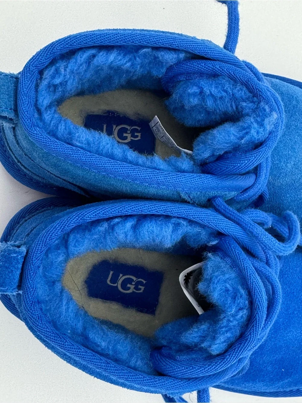 UGG Kids SIZE 1 Neumel II winter boys boots Blue Suede Lace Up shearling warm